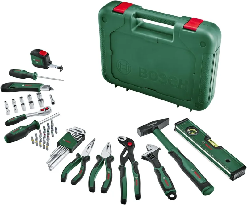 Bosch Home and Garden Advanced 52-Piece Hand Tool Set for DIY Hobbyists, Long Life, Quality Materials, Ergonomic Design Features