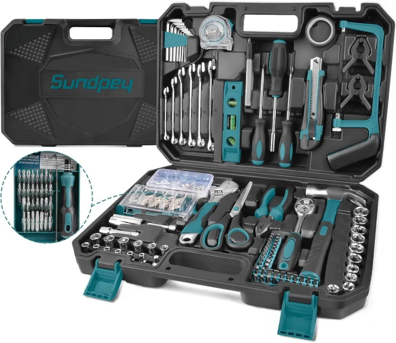 Caja Herramientas Completa 257 Piezas, Sundpey Juego Herramientas Completa, Caja de Herramientas Portátil con Juego de Llaves de Trinquete & Juego de destornilladores & Alicates, Azul