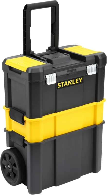 STANLEY Caja de Herramientas Rodante Esencial, Taller Móvil 3 en 1 con Unidades Apilables, Solución Portátil para Herramientas, STST1-80151.
