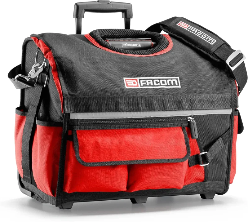 FACOM - Bolsa Portaherramientas Téxtil con Ruedas PROBAG, Compacta 14'', Organización Eficaz, 6 Bolsillos Externos, Acceso Inmediato, 33L de Capacidad, Ruedas de 90mm, Empuñadura Telescópica, BS.R20PB