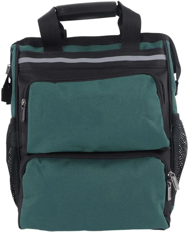 Mochila de herramientas de lona, mochila de herramientas resistente con múltiples compartimentos, portaherramientas de gran capacidad y resistente al desgaste para electricistas y (40 cm/15,7