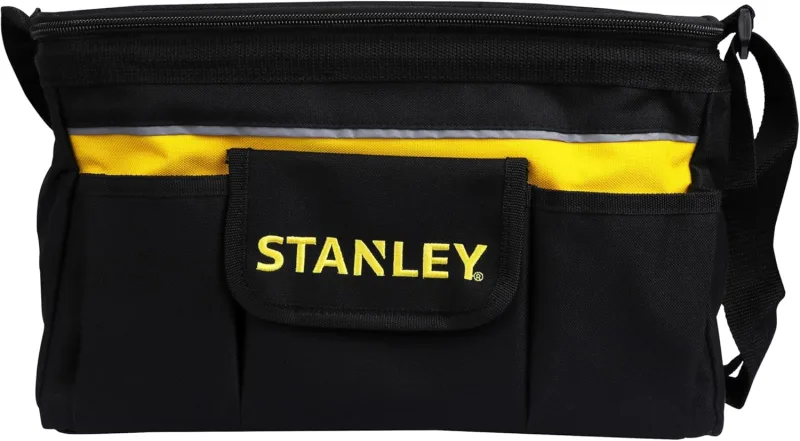 STANLEY Bolsa Profunda para Herramientas Tapa plana, Múltiples Bolsillos, Poliéster 600x600 Denier, Asa para Hombro, Cremalleras Engomadas, Dimensiones 32 x 21 x 24 cm, STST1-73615