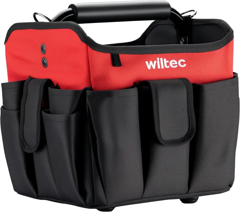 Wiltec Folding Tool Bag 25 x 23 x 28 cm up to 25 kg, Tool Bag 23 Compartments, Work Bag with Shoulder Strap, Water Resistant Tool Bag
