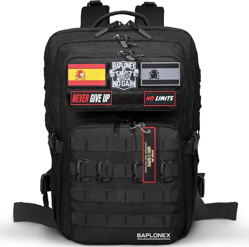 ️ Mochila Militar 45L Tactica para Cross Training y Gimnasio + 5 Parches Mochila Militar incluidos + Llavero Exclusivo Mochila Tactica de Entrenamiento y Supervivencia.