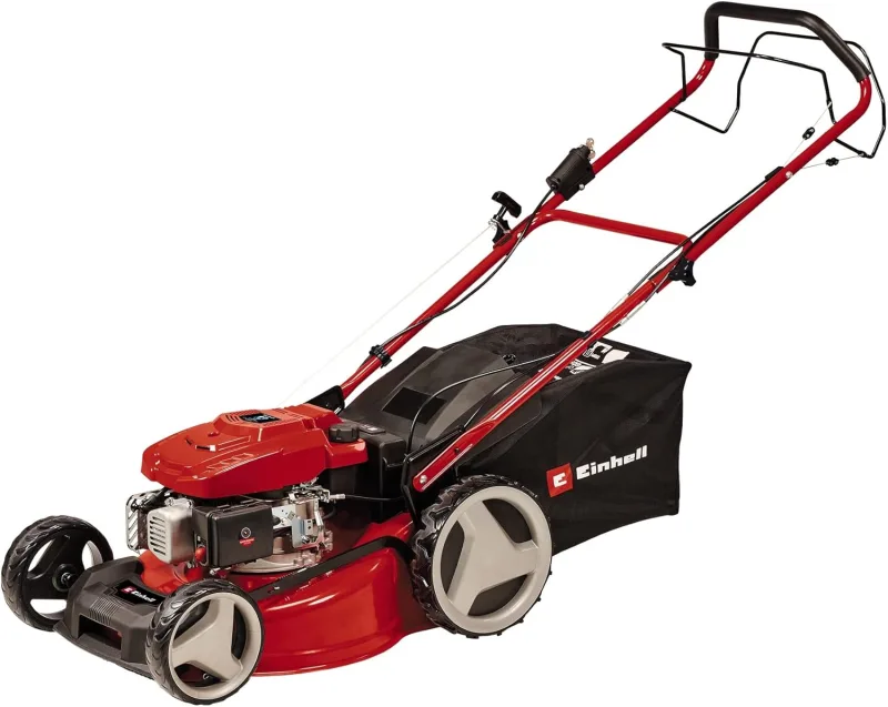 Einhell Petrol Lawn Mower GC-PM 46 S HW-E (2 kW, 1 Cylinder, 4-Stroke Engine, Up to 1400 m², Electric Start Function, Detachable Rear Drive, 65 L Grass Bag)