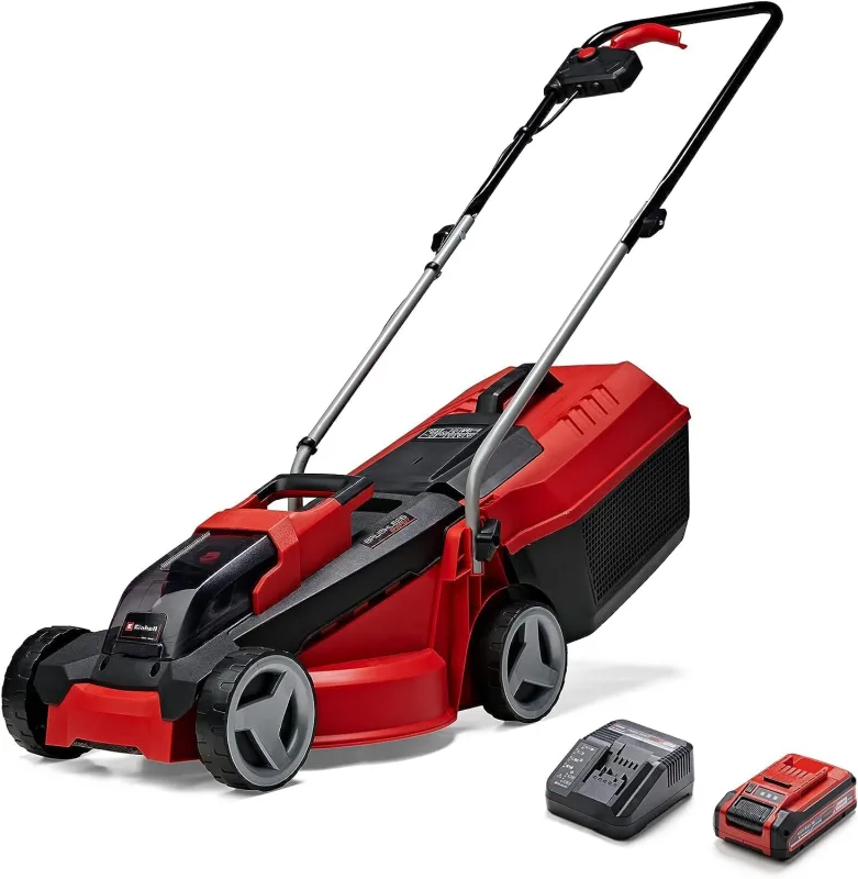 Einhell Cortacésped a batería GE-CM 18/30 Li Kit Power X-Change (18 V, 30 cm Ancho de Corte, hasta 150 m², Brushless, 25L Bolsa recolectora, 30-70 mm Altura de Corte, con 3,0 Ah batería y Cargador)