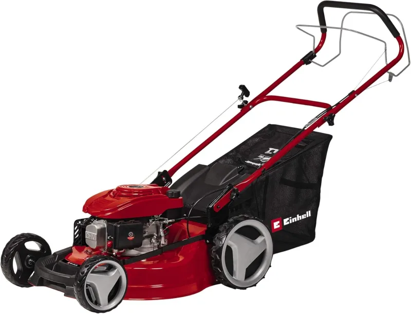Einhell Petrol Lawn Mower GC-PM 51/3 S HW (2.7 kW, Detachable Rear Wheel Drive, 6 Levels Central Cutting Height Adjustment, 70 L Grass Collector)