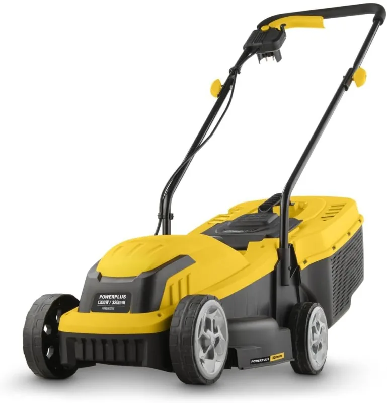 Powerplus Cortacésped Eléctrico POWEG62205 - Cortacésped con Ø 320 mm y 1300W - Cortador de Césped con Función de Expulsión Trasera