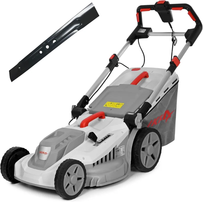 IKRA cortacésped eléctrico IERM 2043 T, 2000W, Altura de Corte 30-75mm, Anchura de Corte 43cm, Incl. Cuchilla de Repuesto & Kit de Mulching