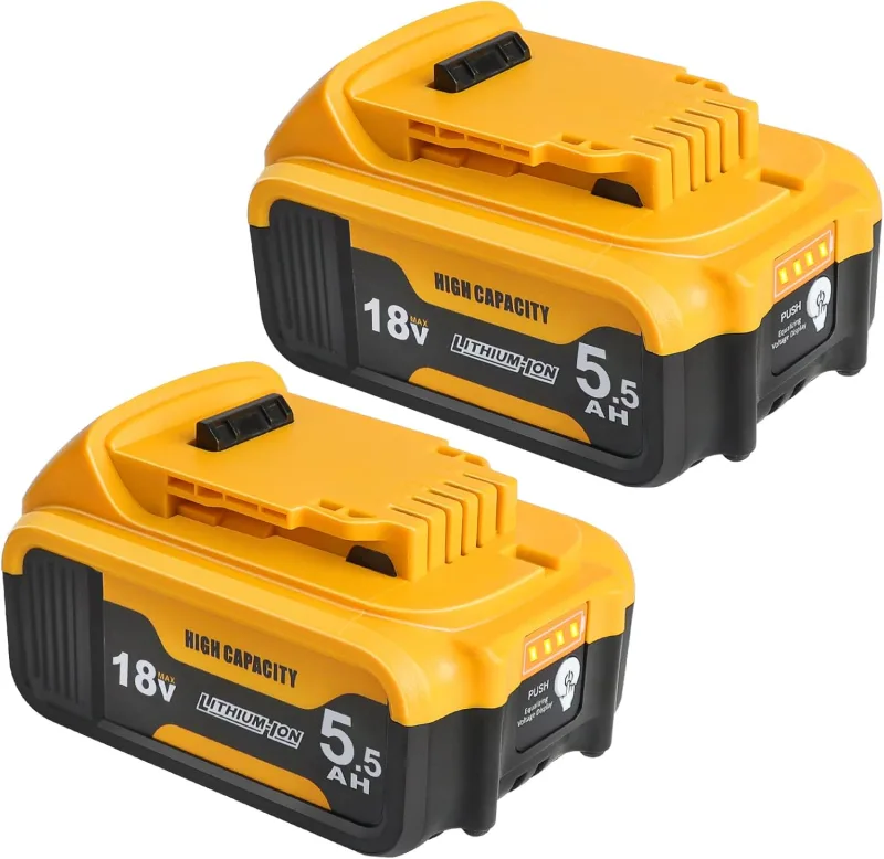 2X 18V 5.5Ah DCB184 Replacement Lithium Ion Battery for Dewalt 18V XR Power Tools, Compatible with DCB180, DCB182, DCB183, DCB200 and DCB201.