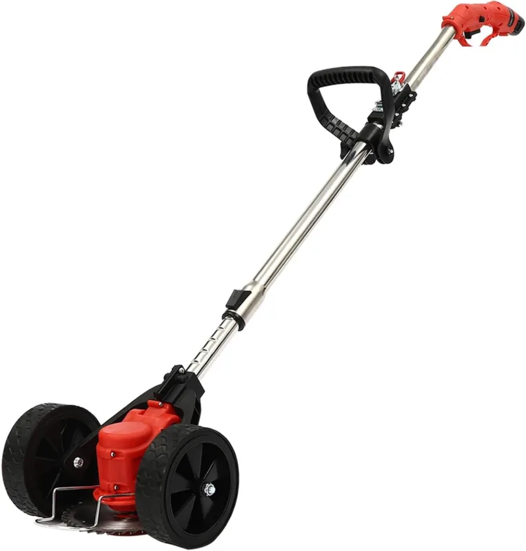 Electric Lawn Mower, D-Handle, 2 Wheel Electric Lawn Mower, 3 in 1 Brushcutter, Rechargeable Mini Trimmer with Battery for Lawn Care and Gardening