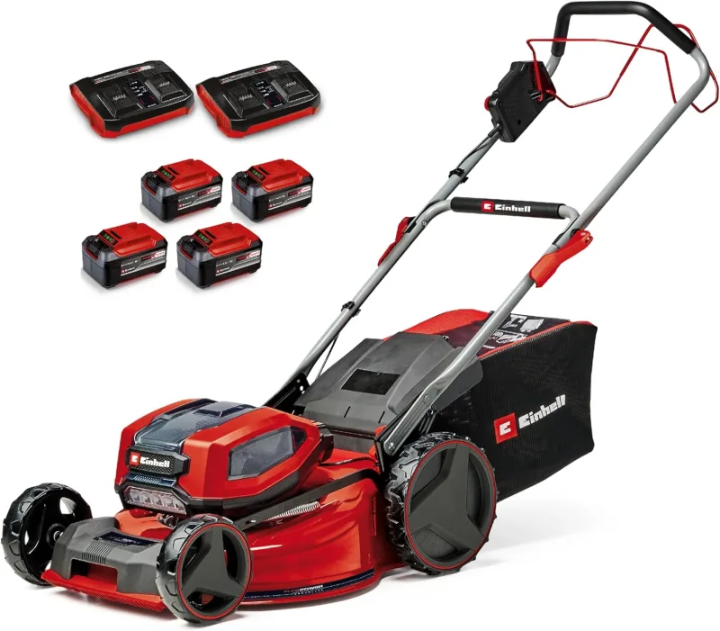 Einhell Lawn Mower Kit with Battery GP-CM 36/52 S Li BL Power X-Change (36V, 52 cm Cutting Width, Up to 1200 m², Brushless, Basket 65L, Wheel Drive, Incl. 4 x 5.2Ah + 2 Twincharger)