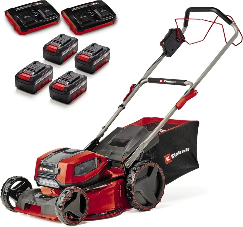 Einhell Professional Battery Lawn Mower GP-CM 36/47 S Li BL Power X-Change (36 V, 47 cm Cutting Width, up to 700 m², Brushless, Basket 65 L, Incl. 4x4.0Ah Batteries, 2X Twincharger)