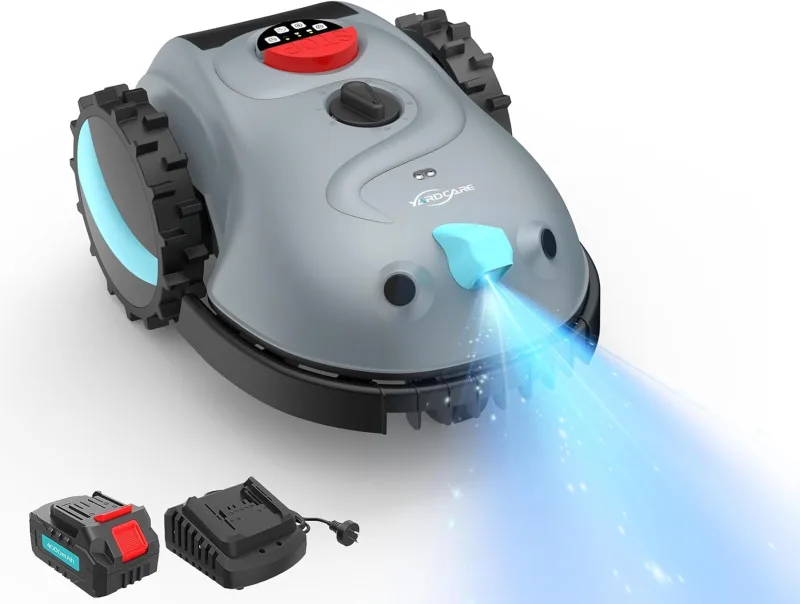 V100 Robot Cortacesped Electrico con Navegación por Visión, Detección de 150 Obstáculos, Robot Cortacésped Bateria hasta 150 m², Robot Cortacesped con Cuchillas de Repuesto