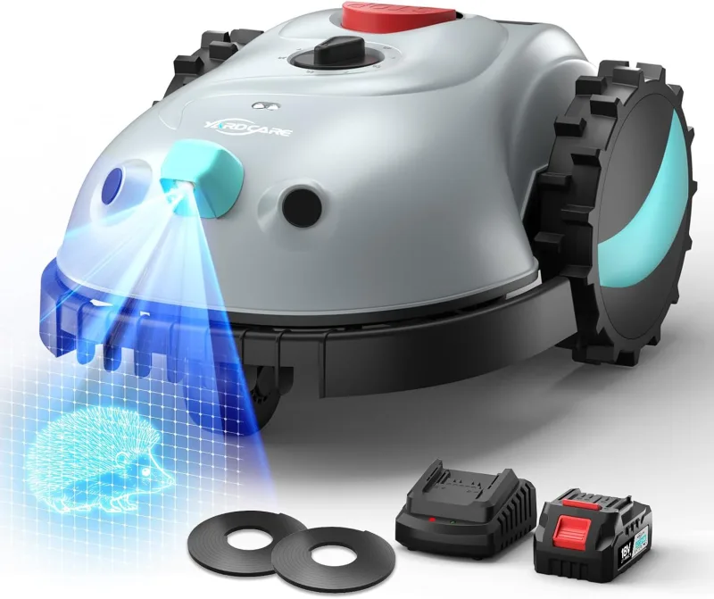 (2026 Upgrade) YARDCARE V100 Robot Lawn Mower with Vision Navigation, Detection of 150 Obstacles, Robot Mower Battery up to 150 m², with Magnetic Tape, Replacement Blades