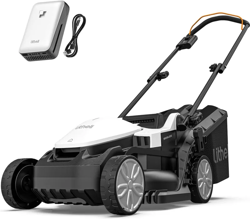 Litheli Lawn Mower Battery 33 cm, 1 x 20 V 4.0Ah Battery, Brushless, up to 200 m², 30L Collection Bag, 25-65 mm, 5 Levels of Cutting Height