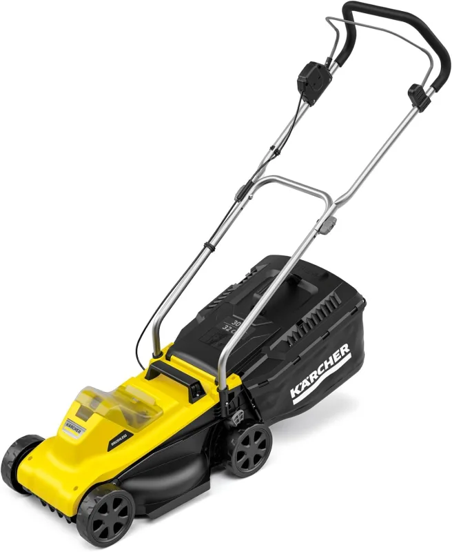 Kärcher LMO 2-18 Cordless Lawn Mower, Grass Tank Volume 30 L, 5 Levels of Cutting Height Adjustment 3500 RPM, without Battery or Charger, Yellow