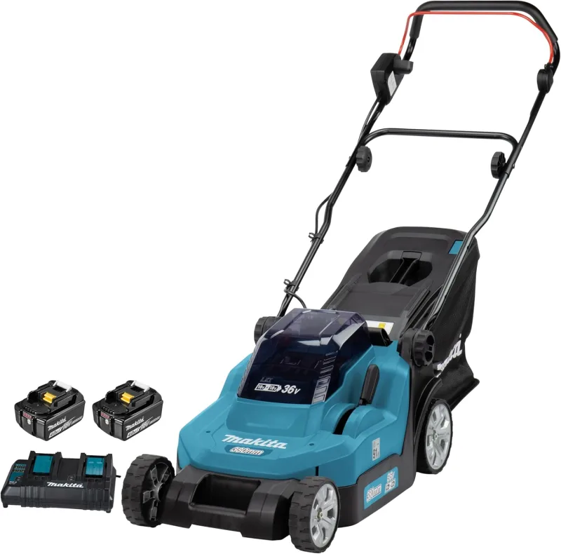 Makita DLM382PM2 18V (36V) 15" LXT Lithium-Ion Double Lawn Mower with 2 x 4.0Ah Batteries and Dual Port Charger