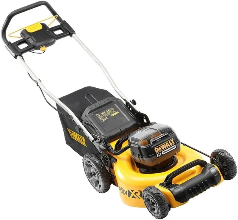 DeWalt DCMW564P2-QW, XR Brushless Lawn Mower with 2 x 18V Li-Ion 5Ah (36V) Batteries and Cutting Width 48 cm, 18 V, Yellow