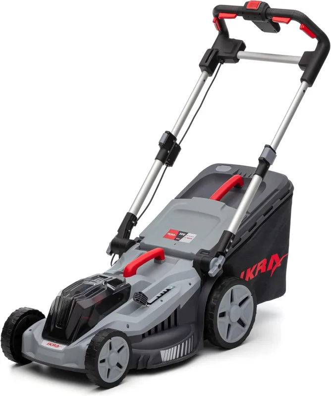 IKRA Battery powered mower 36V IB-LM 43, lawns up to 600 m², Cutting width 43 cm, Cutting height 30-75 mm, Compatible with Bosch