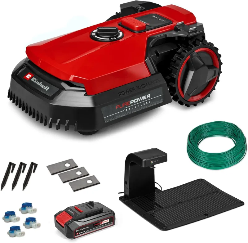 Einhell Freelxo 500 Power X-Change Robotic Lawnmower (18 V, App Control, IPX5, WiFi Air Upgrades, Incl. Installation Equipment for 500 m² + 2.5 Ah Battery)