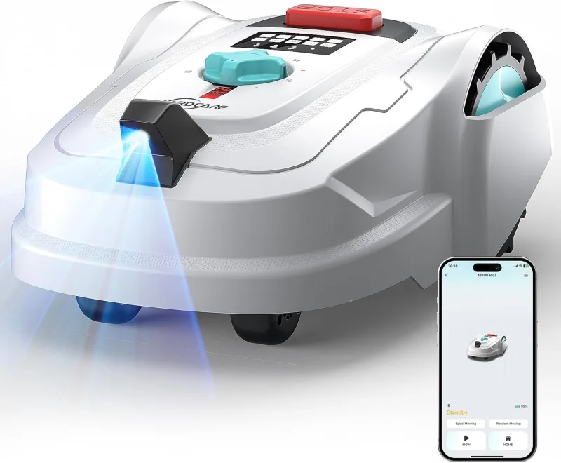 M800Plus Robot Cortacésped sin Cable Perimetral, GPS y Visión IA, 800 m², Robot Cortacésped sin Cables, Modo de Corte en U, Detección de 150 Obstáculos, Carga Automática, Control por App