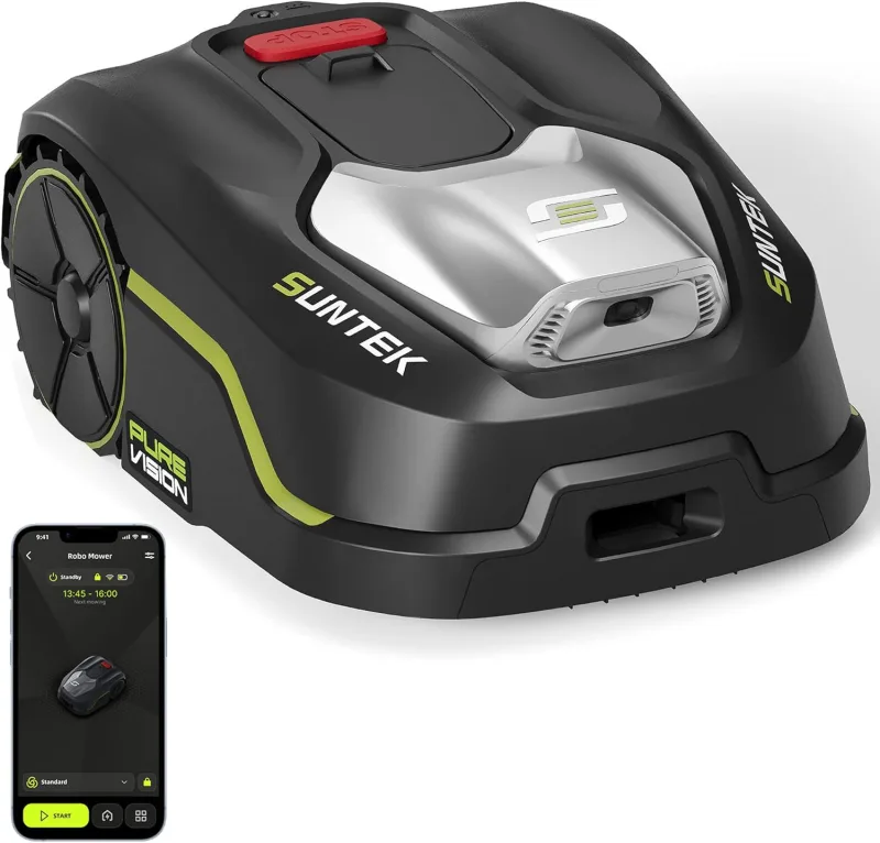 SUNTEK Cordless Peripheral Robotic Lawnmower – Robot Trimmer AI + Vision for 250 m², AI Camera Technology, Slope up to 35°, IPX5 Waterproof, Automatic Mapping, Multi-Zone Control,