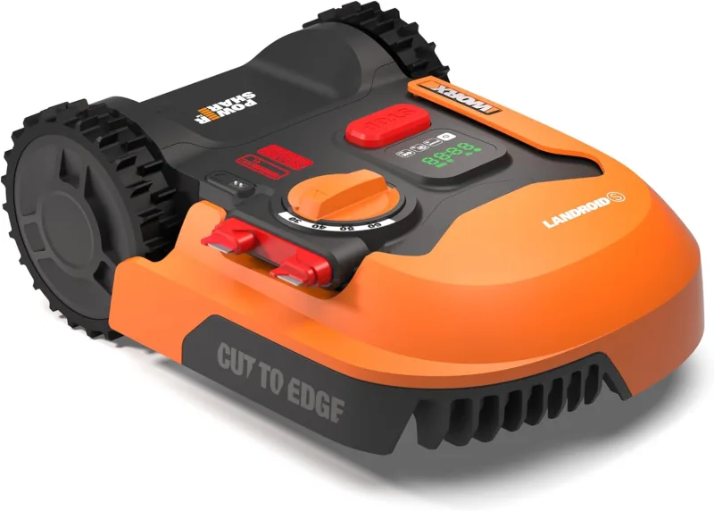 WORX WR169E Robotic Lawnmower with Boundary Cable up to 300 m², AIA Navigation, App Control, Wi-Fi, Orange-Black