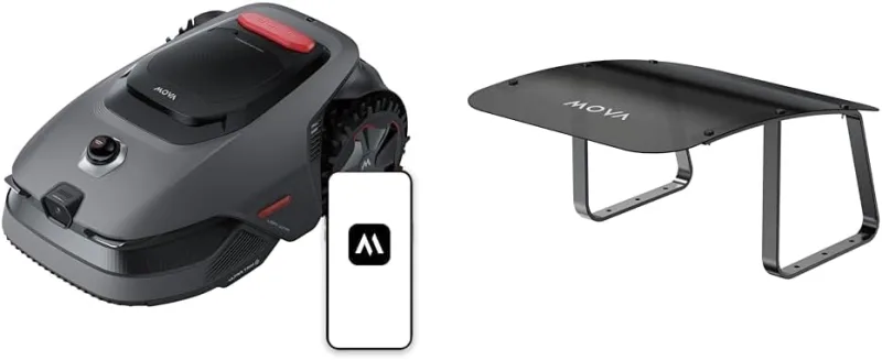 MOVA LiDAX Ultra 800 and Garage Bundle: Robotic lawnmower without delimiter, no RTK and automatic map creation using 3D LiDAR with 360° vision and AI, 5 cm edge cutting