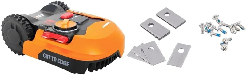 WORX Landroid Plus WR165E Robot Lawn Mower for Small Gardens up to 500 m² with WiFi, Bluetooth and Floating Cutting Platform + Landroid WA0190 Replacement Blade