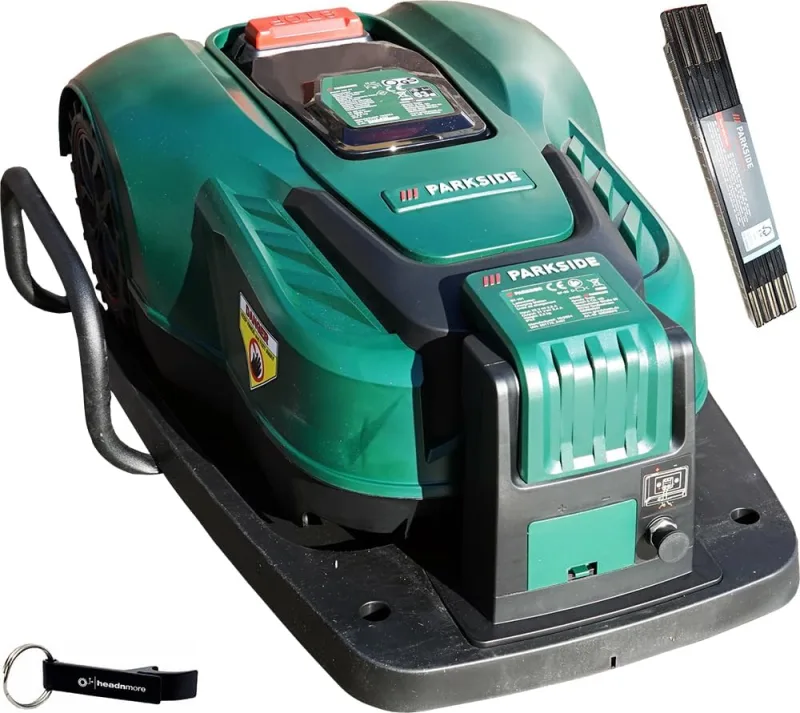 HEADNMORE Bundle Parkside PAMR 500 20V Robotic Lawnmower with Metre and Keyring