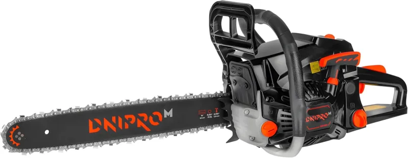 Motosierra Gasolina Profesional 2400W 52cc, Espada 45cm, Motor 2 Tiempos Cilindro Cromado, Easy Start, Sistema Antivibración, Freno de Cadena, Aceite Lubricante Automático. DSG-52HE