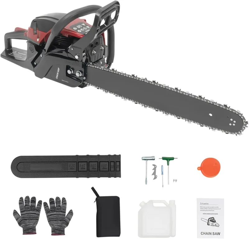 DIFU 58cc Petrol Chainsaw with 20 Inch Cutting Diameter, Manual Chainsaw with Tools for Wood Saws in Forests and Gardens