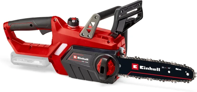 Einhell GE-LC 18/25 Li - Solo - Motosierra a batería Power X-Change 18 V, longitud de corte: 23 cm, velocidad de corte: 4.3 m/s, cadena y espada Oregon, Color Rojo, Sin Batería