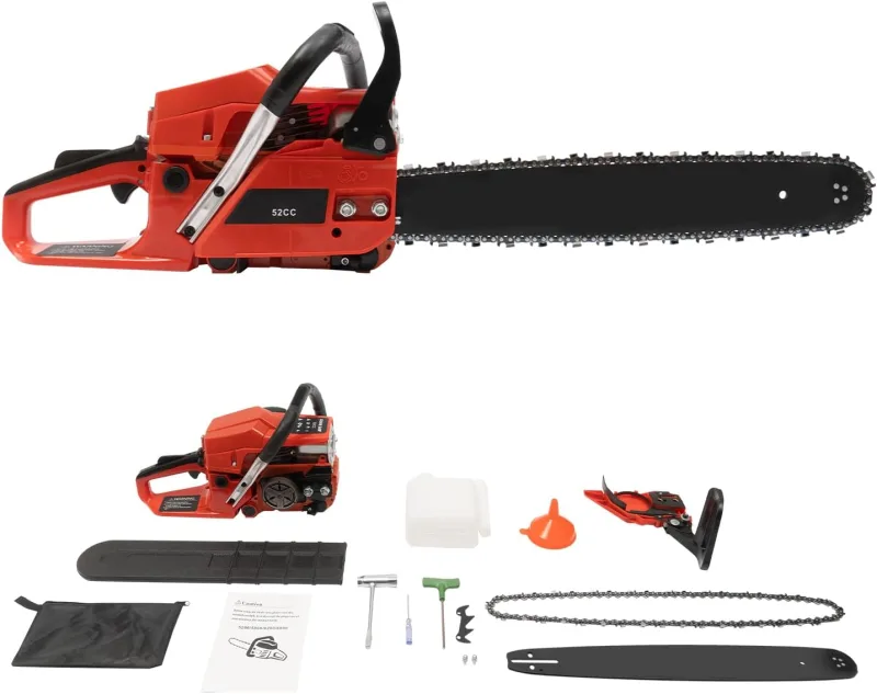 DIFU 20 Inch Gasoline Chainsaw | 52cc Gasoline Chainsaw | Portable Chainsaw with 50cm Cutting Diameter | Manual Chainsaw with Tools | for Pruning Shears DIY Scissors