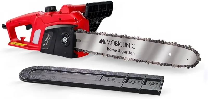 Mobiclinic®, Motosierra eléctrica con cable, 1800w, Longitud de corte 40 cm, Auto lubricación, Incluye funda, Ligera y segura, Asa, Velocidad 13 m/s, Hasta 120ml, Ventana control aceite