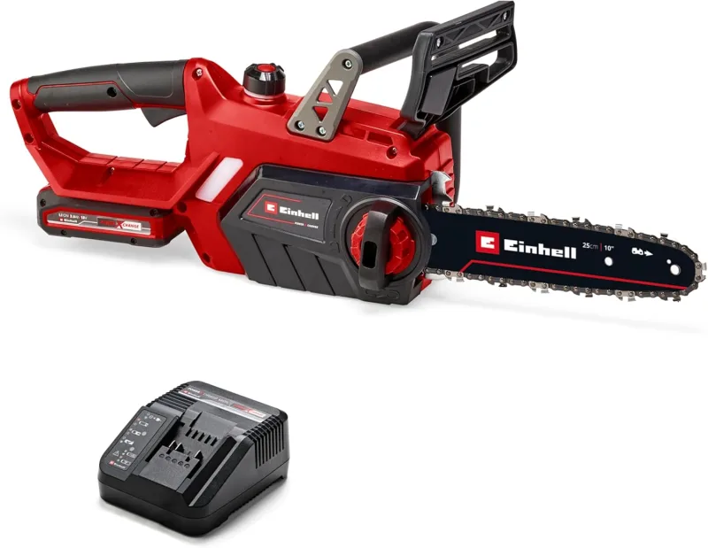 Einhell Chainsaw with battery GE-LC 18/25-1 Li Kit Power X-Change (18 V, 23 cm cutting length, 4.5 m/s chain speed, automatic chain lubrication, incl. 1x 3.0 Ah + charger)