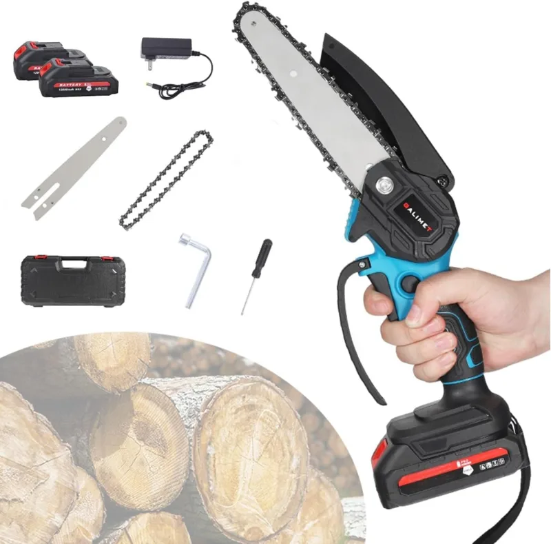 Mini Chainsaw Battery, 6 Inch Electric Hand Chainsaw for Garden Scissors, Pruning and Wood Cutting, Garden Power Tool