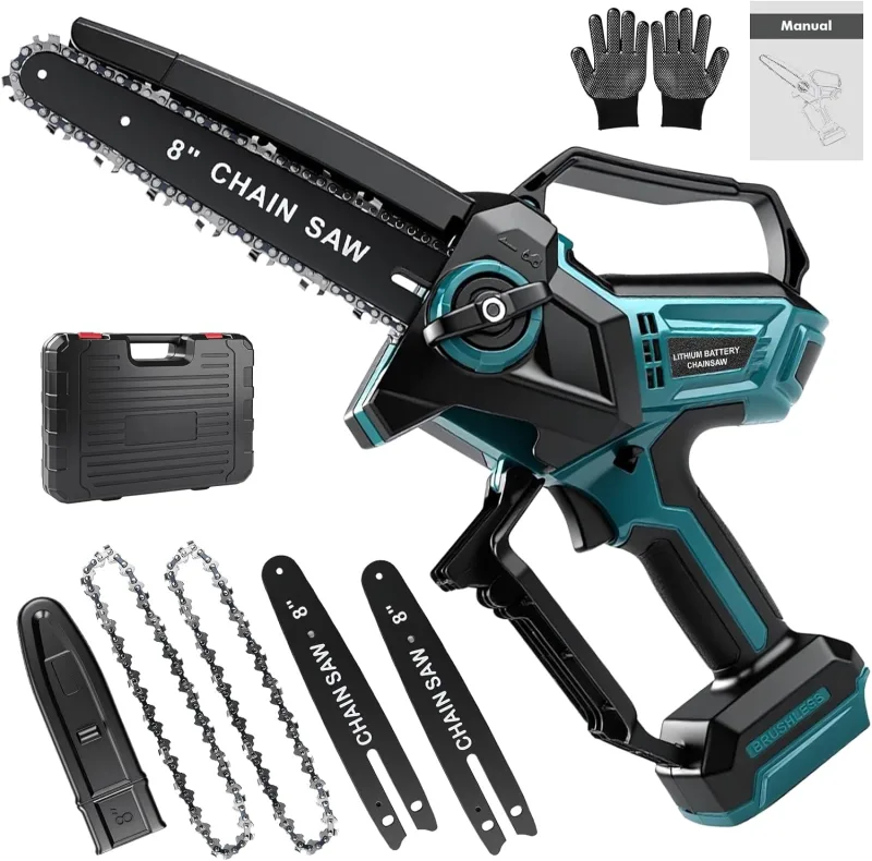 Mini Chainsaw Battery 8 Inch, Cordless Chainsaw 4000mAh, 600W Electric Chainsaws with Automatic Oiler and Chain Tensioner without Tools, Compatible with Makita 18V Battery