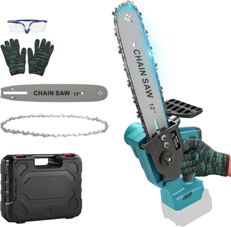 WingFly 12 Inch Chainsaw Compatible with Makita 18V Battery, Brushless Mini Chainsaw with Automatic Lubricant, Electric Pruning Saw for Garden Shears, Wood Cutting
