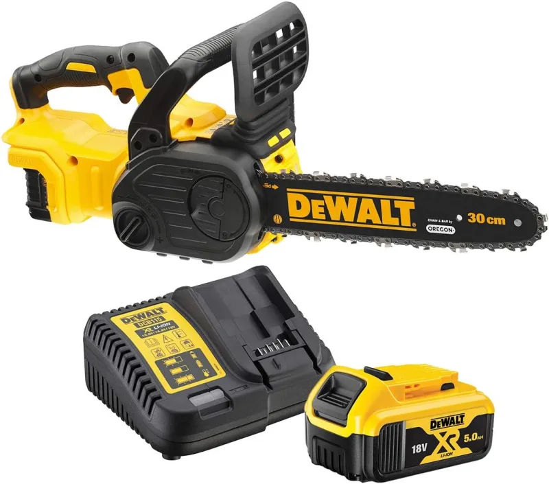 DeWalt DCM565P1-QW DCM565P1-QW-Brushless Compact Chainsaw XR 18V with 1 Li-Ion 5Ah Battery and Sword Length 30 cm, Cranberry