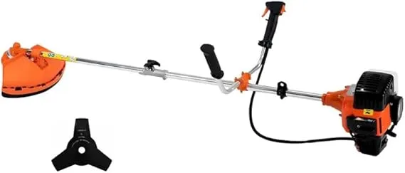 Desbrozadora a Gasolina 43cc y 2,41cv. Motor 2 Tiempos con 1 Cabeza Hilo, 1 Cabeza Tres Cuchillas de Doble Sistema de Corte