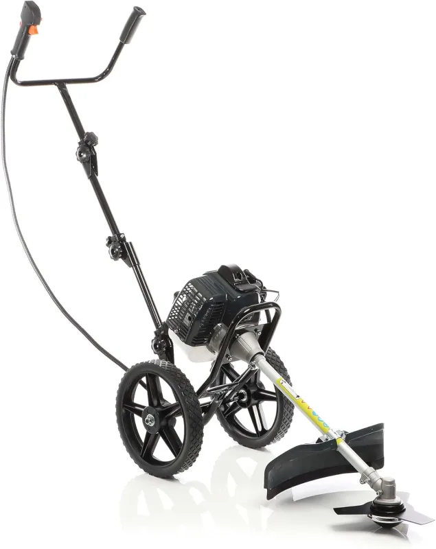 Wiltec 2in1 petrol brush cutter with wheels 1.9 kW string trimmer for garden