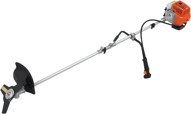 Petrol Brushcutter 43 CC Garden 1.25 kW 6500 RPM 2 Stroke with 3 Trimmer Heads with Protective Device Shoulder Strap for Removing
