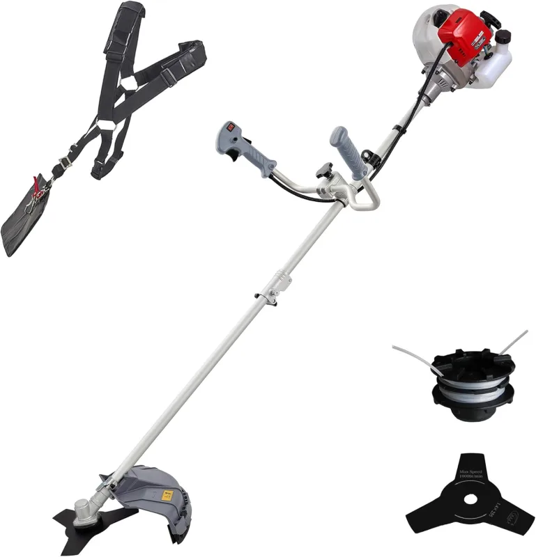 IKRA Petrol brush cutter IBF 43 Incl. Coil, 3-Prong Disc and Harness, 1,1 kW, Grey/Red