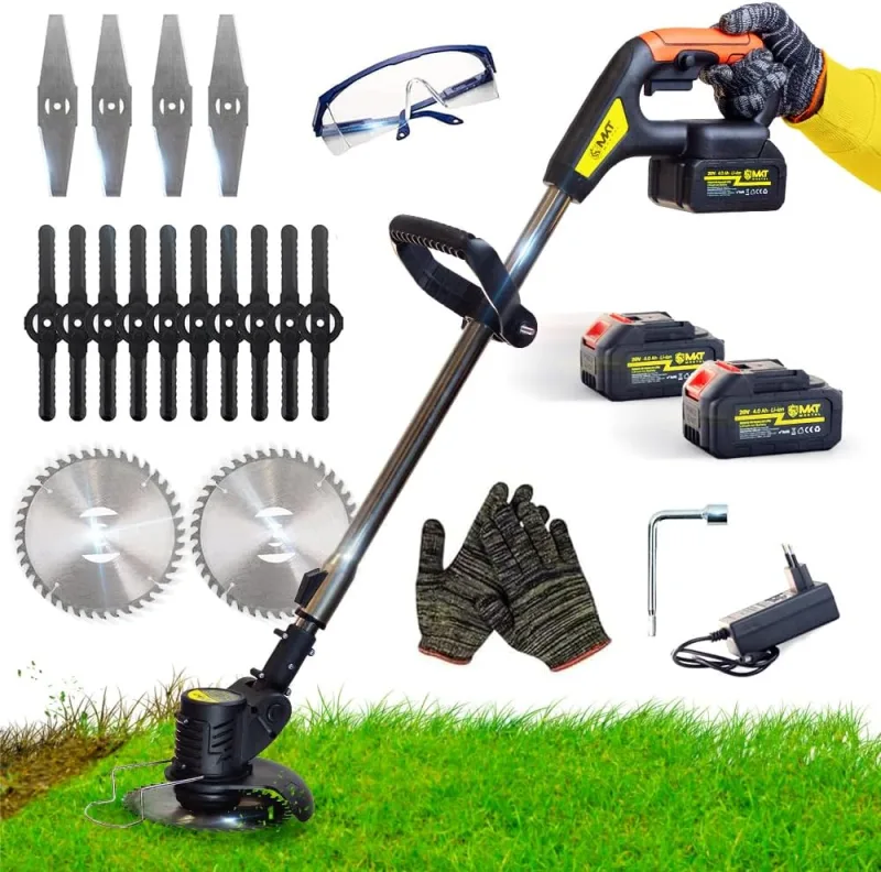 MAKTUL Desbrozadora Bateria Eléctrica 8000mAh (2 Baterías 4000mAh 20V) Potente 18.000 RPM, Cortabordes Multifunción 3 en 1 Arbustos Césped, Corta cesped Eléctrico Ajustable para Jardin con Accesorios