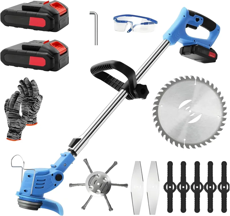 48V Dual Battery Cordless Lawn Mower, Hedge Trimmer with 4 Types of Blades, Adjustable Handle, Suitable for Garden Patio Grass Cutting