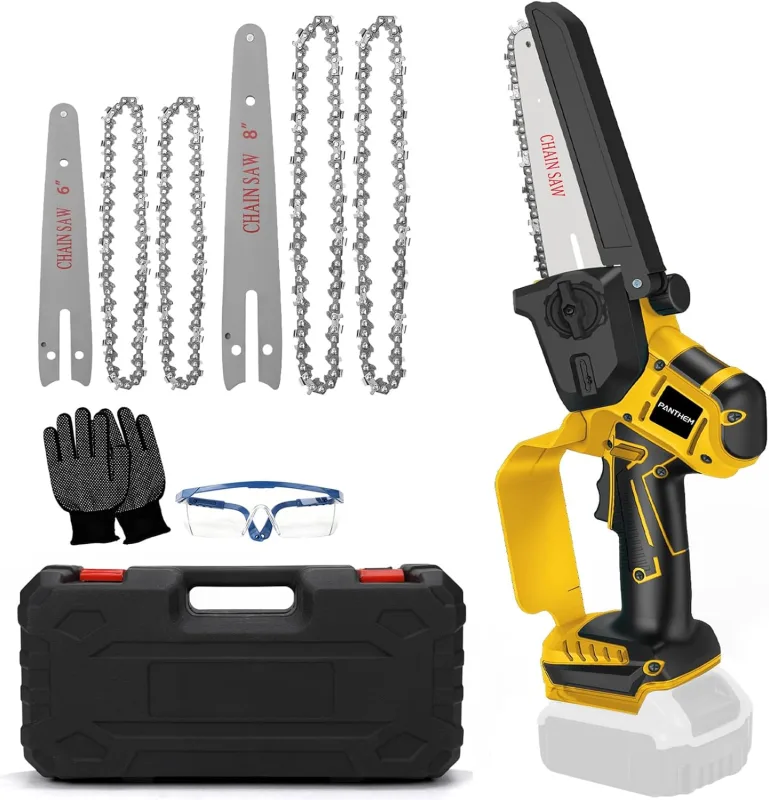 Mini Chainsaw Battery Compatible with Dewalt 18V 20V (No Battery) Brushless 8" 6" Electric Chainsaw Small Chainsaw Chainsaw Chainsaw Chain Safety Lock Saw
