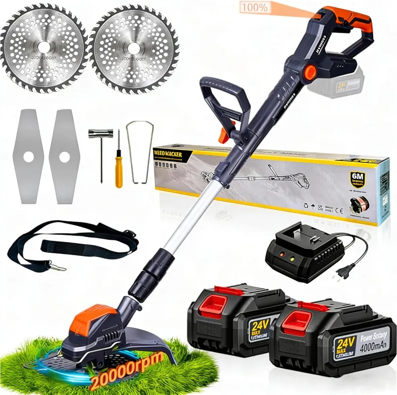 1300 W Battery Powered Brushcutter with Charger for Garden Care (Grey1)