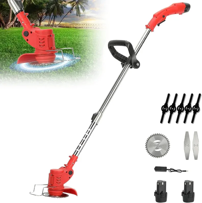 Cordless Trimmer with Battery, 12 V/21 V, 0-18,000 rpm, Electric Brushcutter (B, 12 V, 2 Batteries)